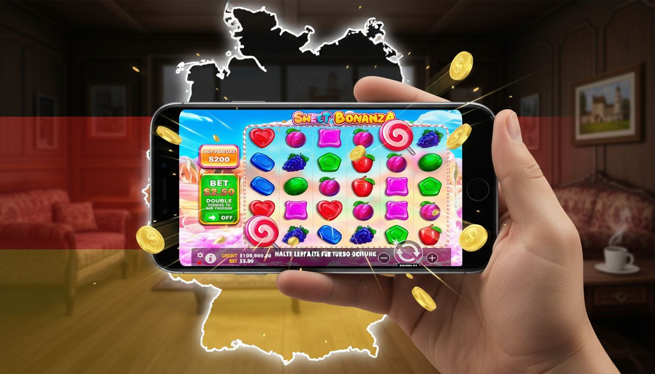 Smartphone mit Casino-App in deutscher Umgebung